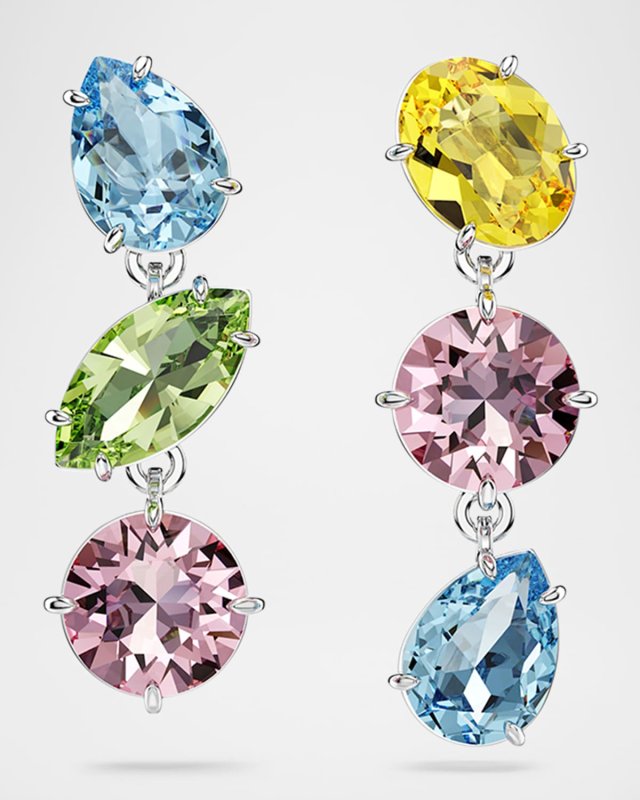 Gema Rhodium-Tone Mix-Cut Multicolor Drop Earrings